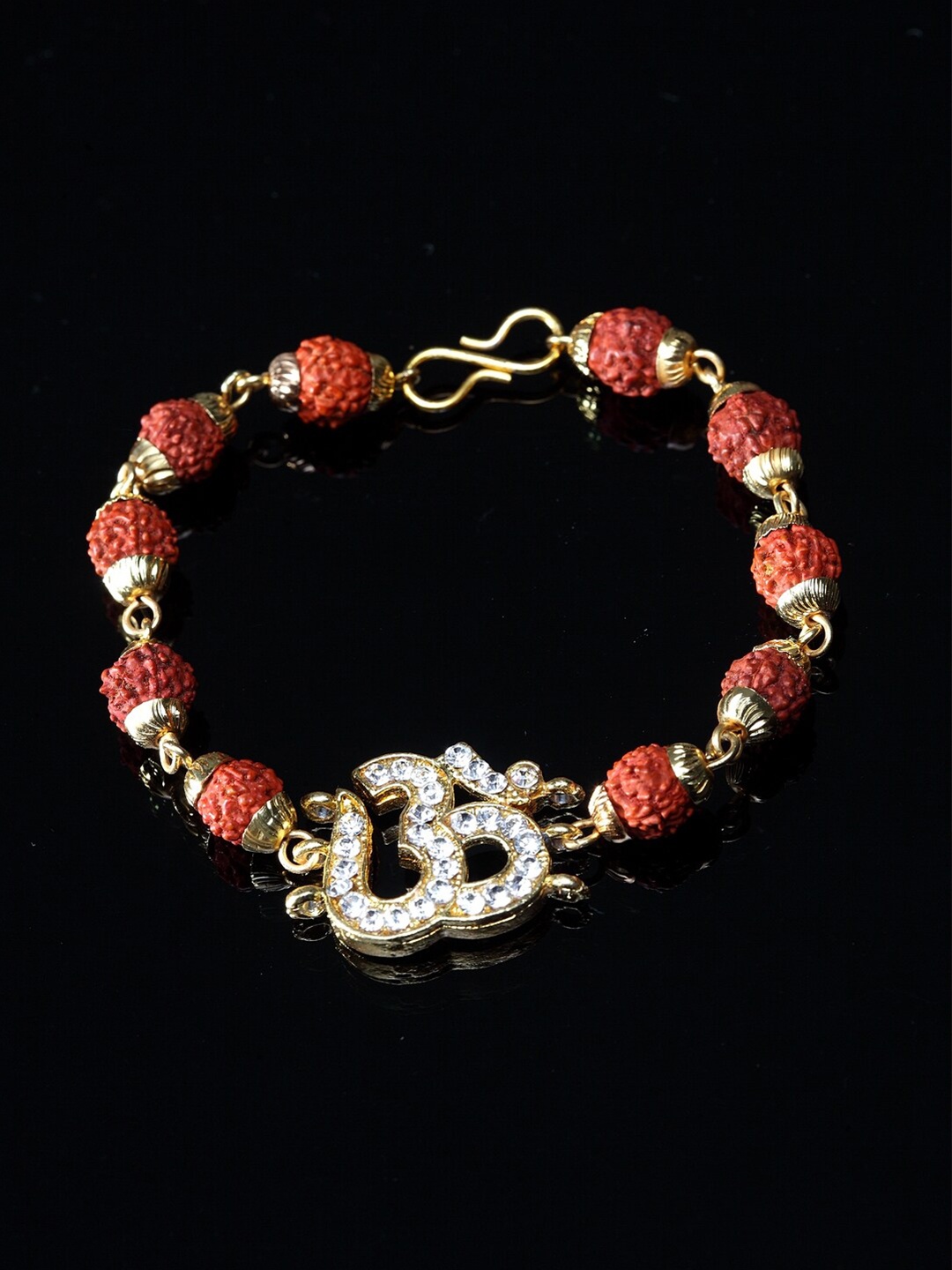 

PANASH Men Gold Toned & Brown Cubic Zirconia Handcrafted Gold-Plated Charm Bracelet