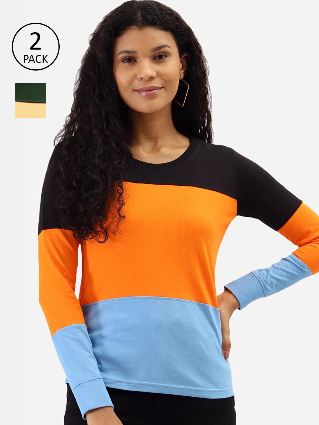 

The Dry State Women Pack Of 2 Colourblocked T-shirt, Multi
