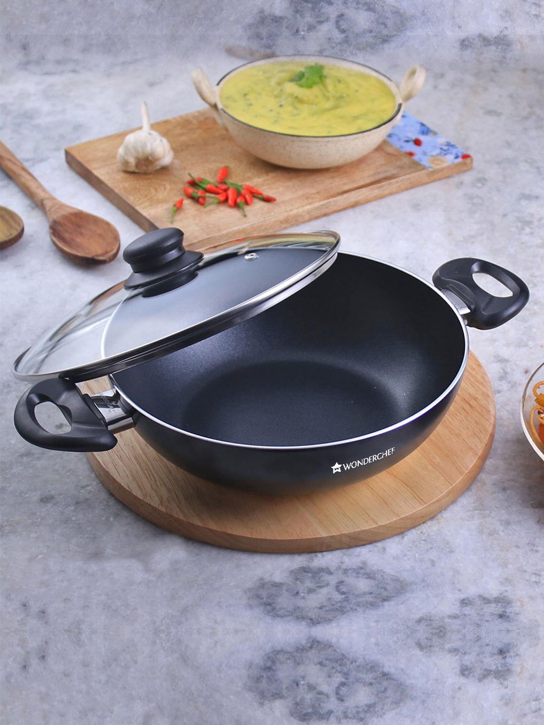 

Wonderchef Black Solid Ultra Non-Stick Wok
