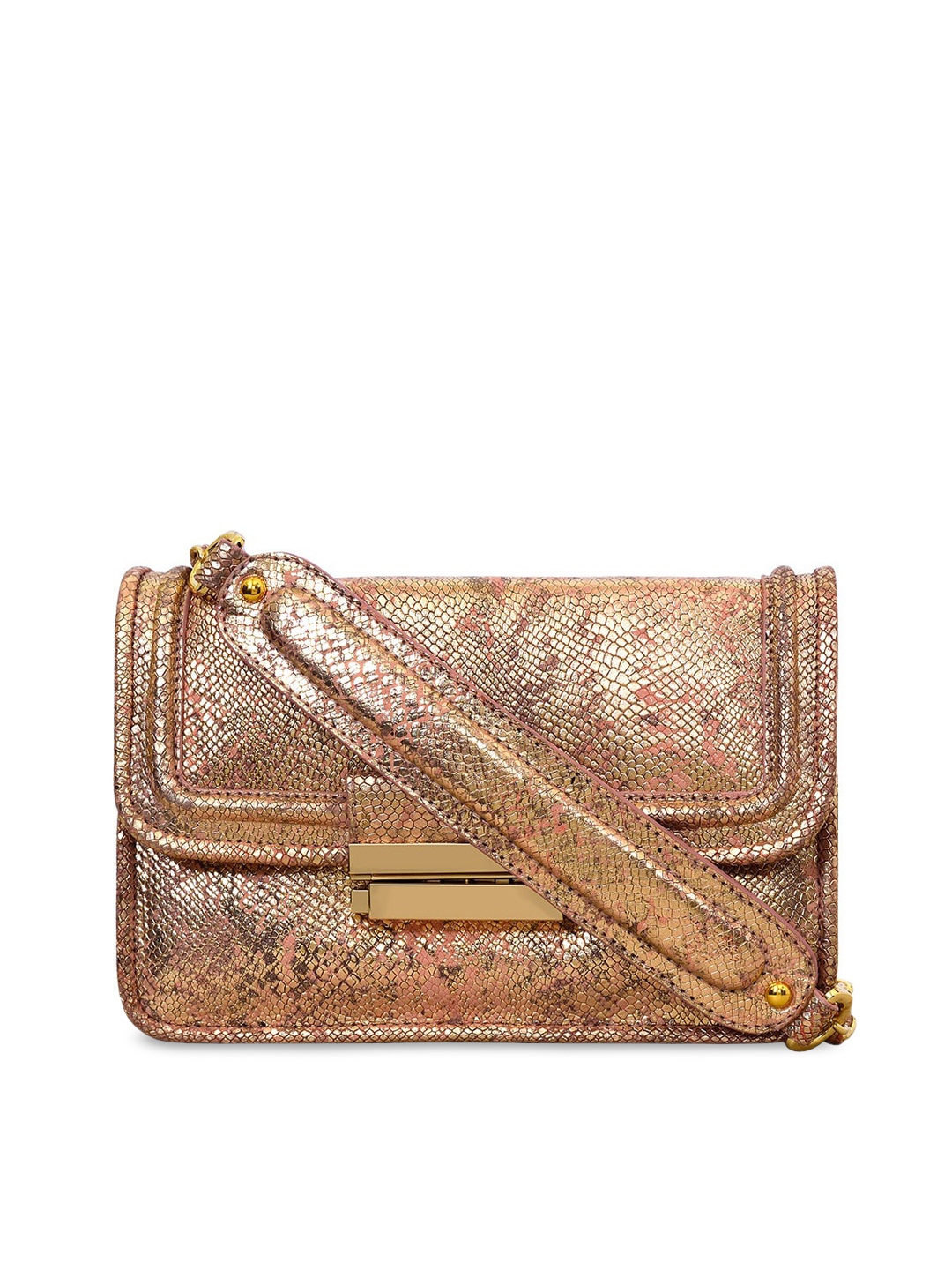 

Eske Pink Animal Textured Leather Swagger Sling Bag