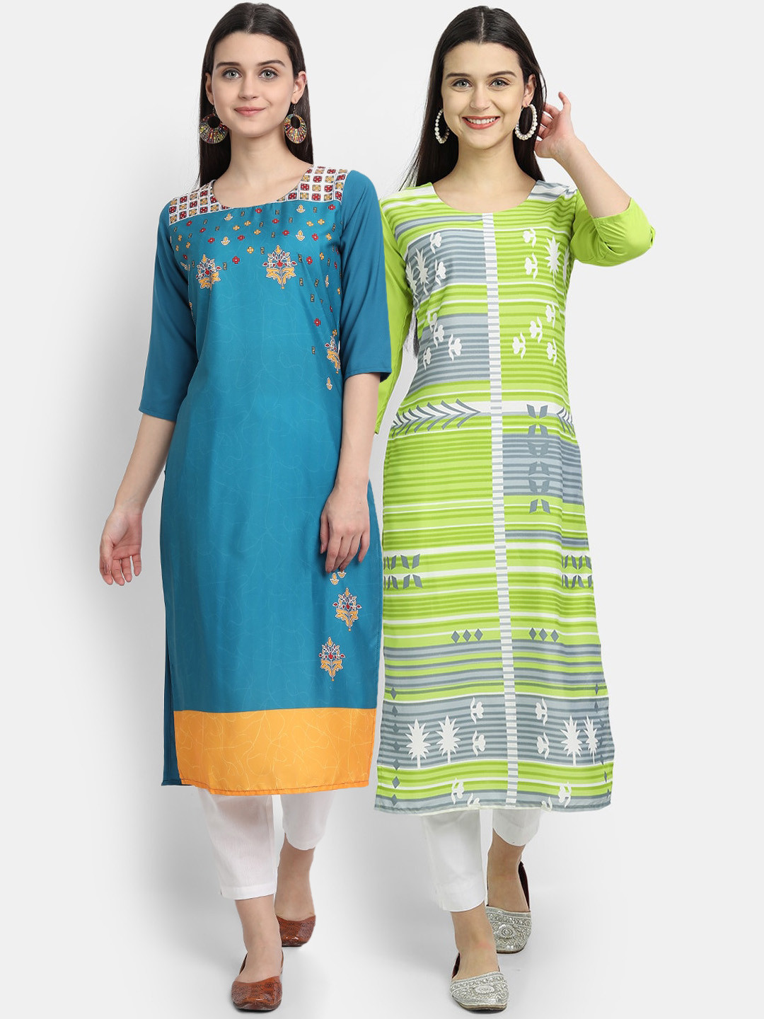 

Ethnic Basket Women Pack of 2 Multi Digital Printed Straight Kurta