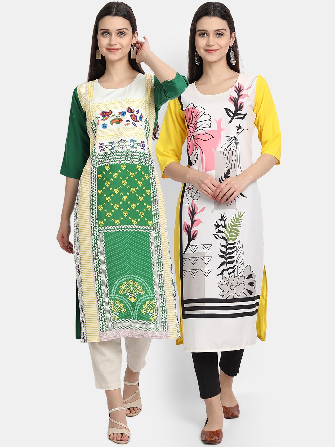 

Ethnic basket Pack of 2 Women Printed Crepe Kurta, Multi