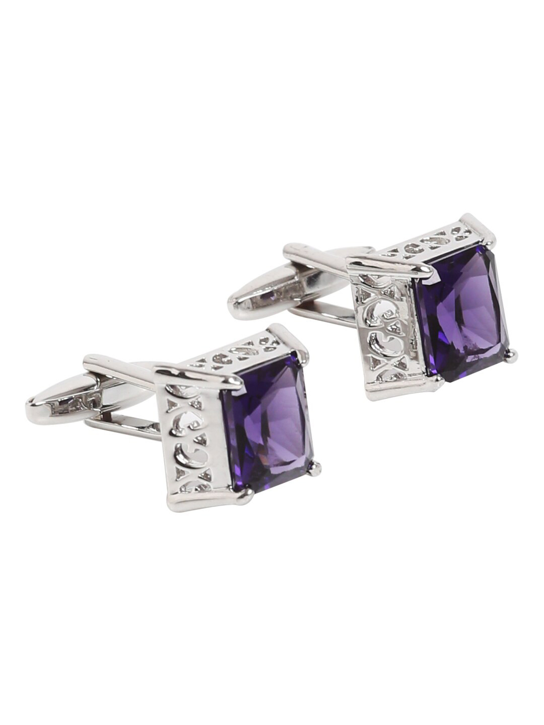 

Alvaro Castagnino Silver-Toned & Purple Cufflink