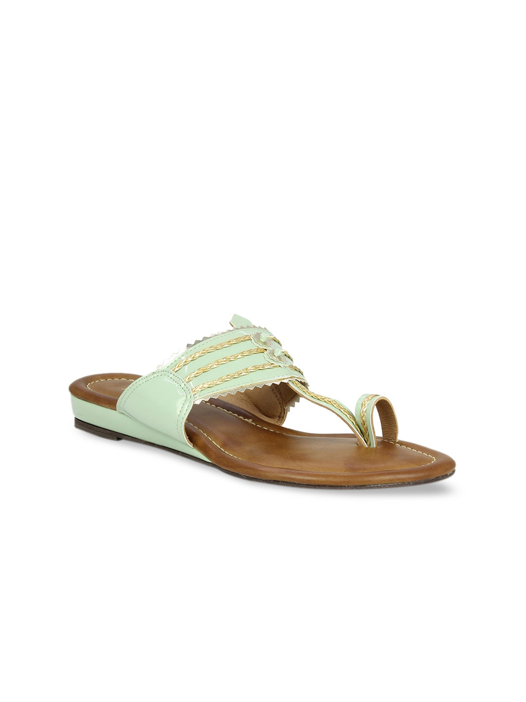 

Inc 5 Women Green Textured Ethnic One Toe Flats