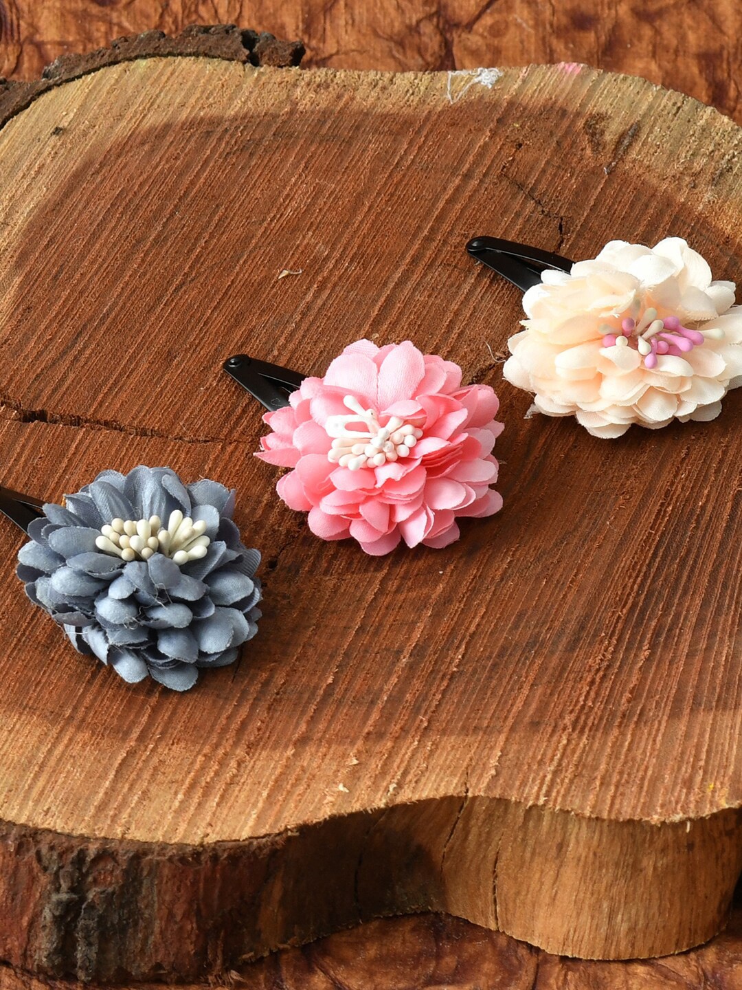 

FUNKRAFTS Girls Set of 3 Pink & Grey Embellished Tic Tac Hair Clip