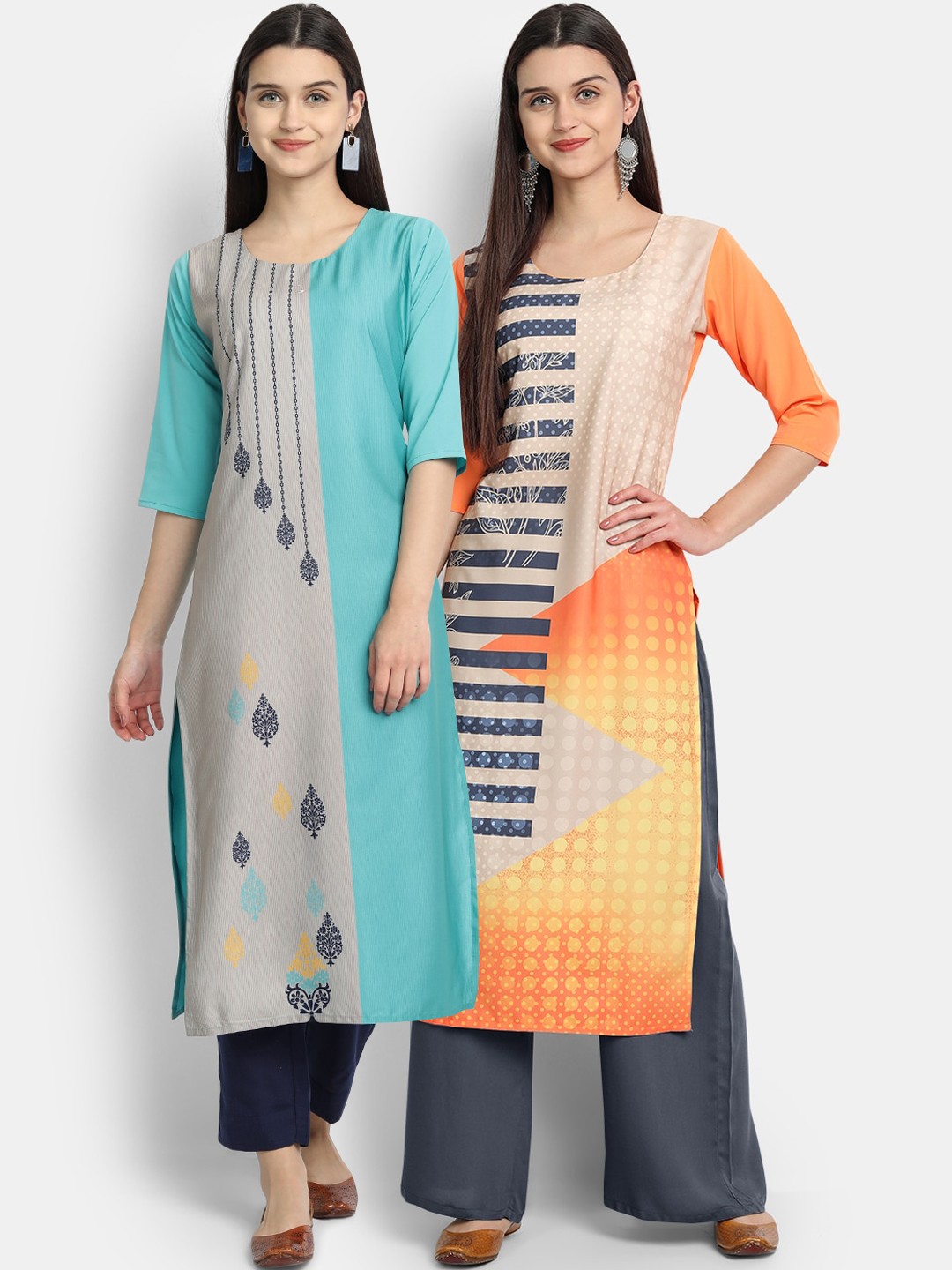 

Ethnic basket Women Pack of 2 Straight Kurtas, Multi