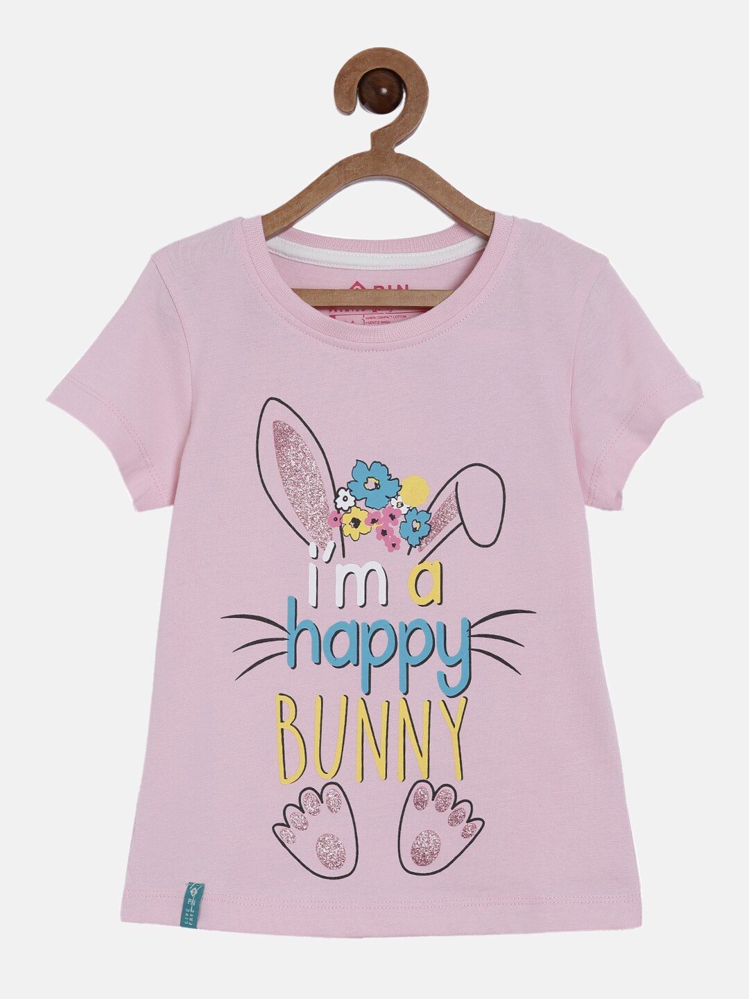 

3PIN Girls Pink Cotton Printed Pure Cotton T-shirt