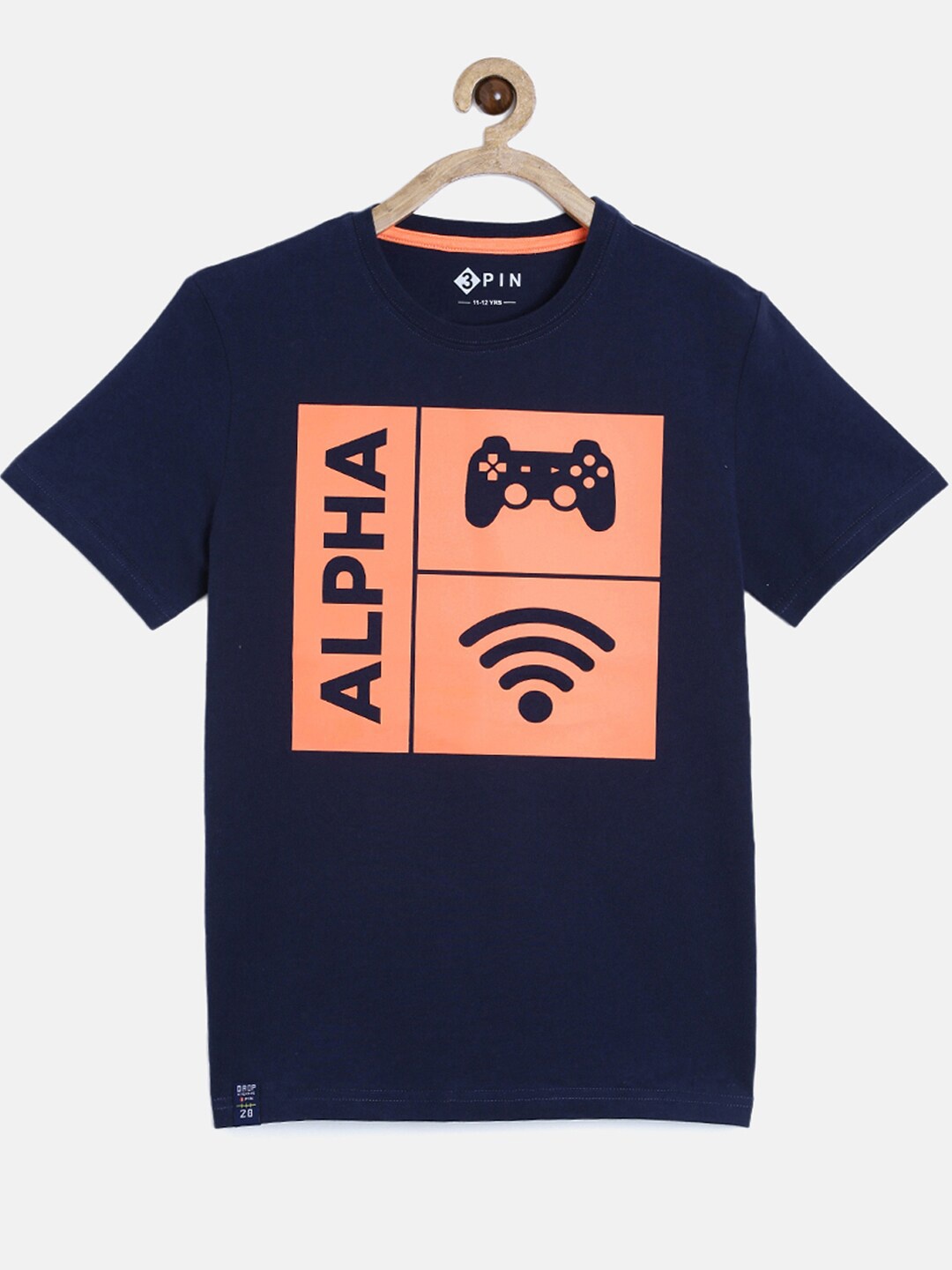 

3PIN Boys Navy Blue Printed T-shirt