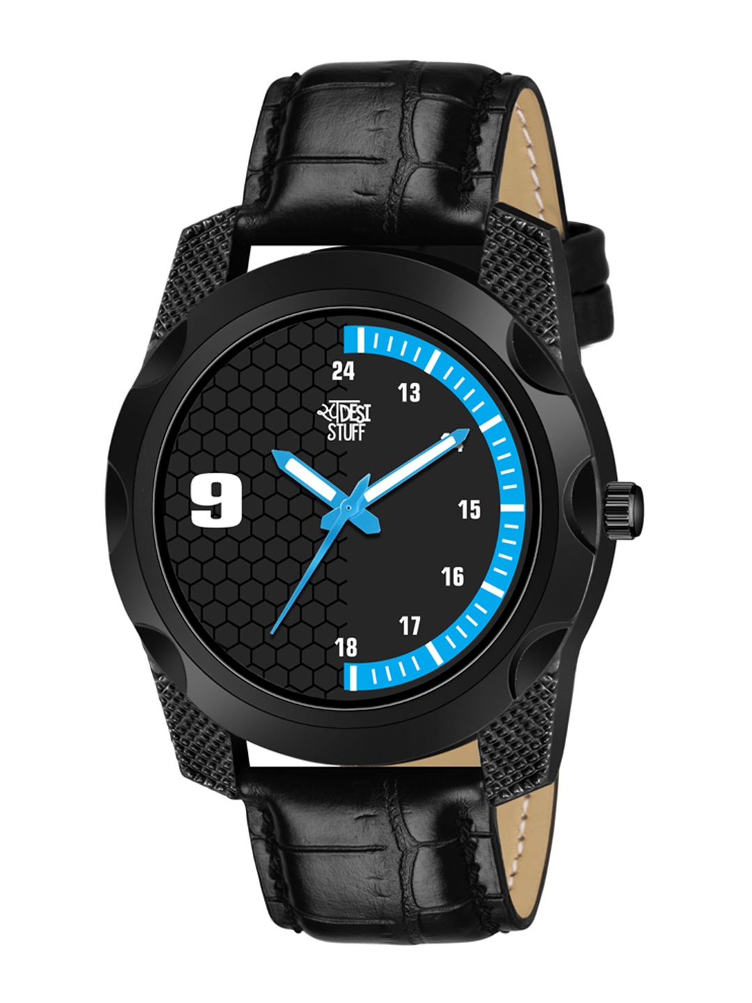 

SWADESI STUFF Boys Black Printed Dial & Black Leather Straps Analogue Watch