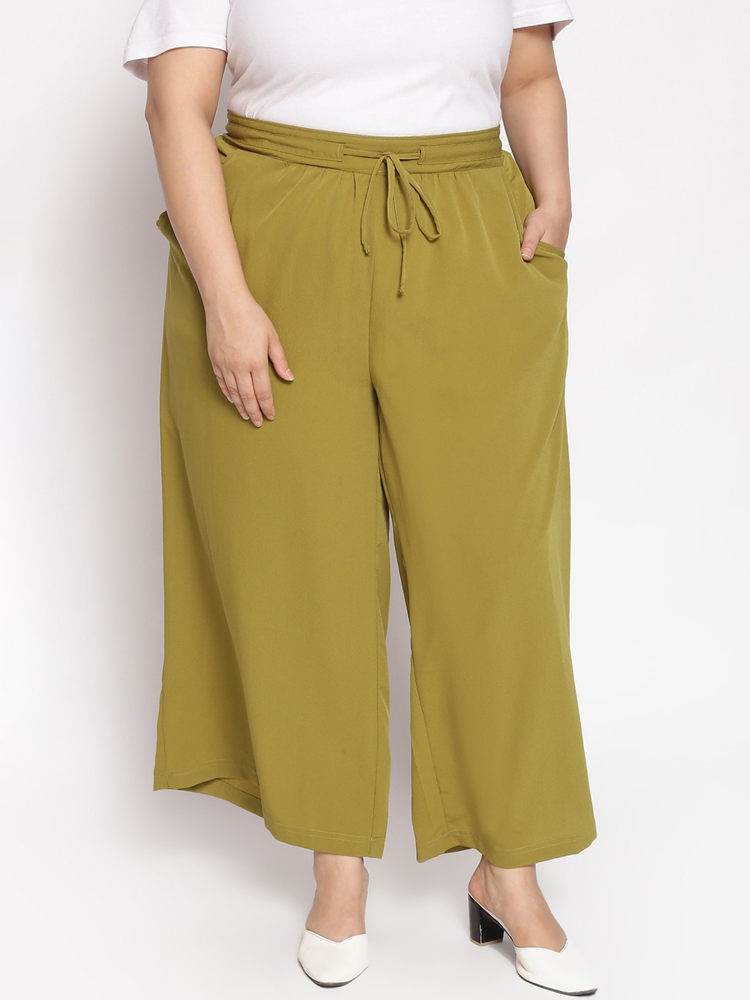 

Oxolloxo Women Olive Green Plus Size Flared Pants