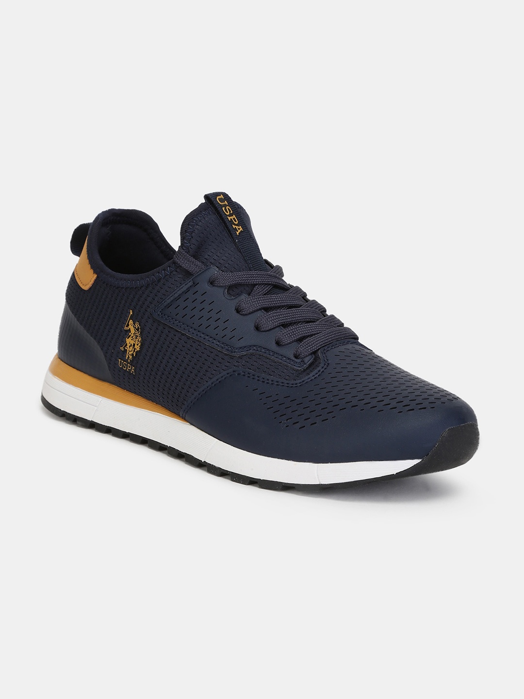 U S Polo Assn Men Navy Blue Textured PU Sneakers