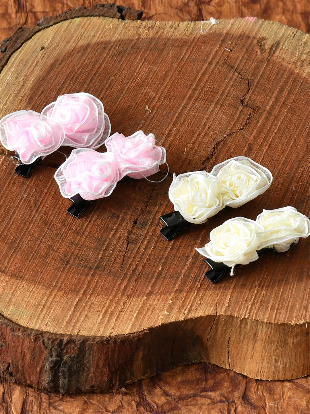 

FUNKRAFTS Girls Pink & Cream Coloured Set of 4 Alligator Hair Clip