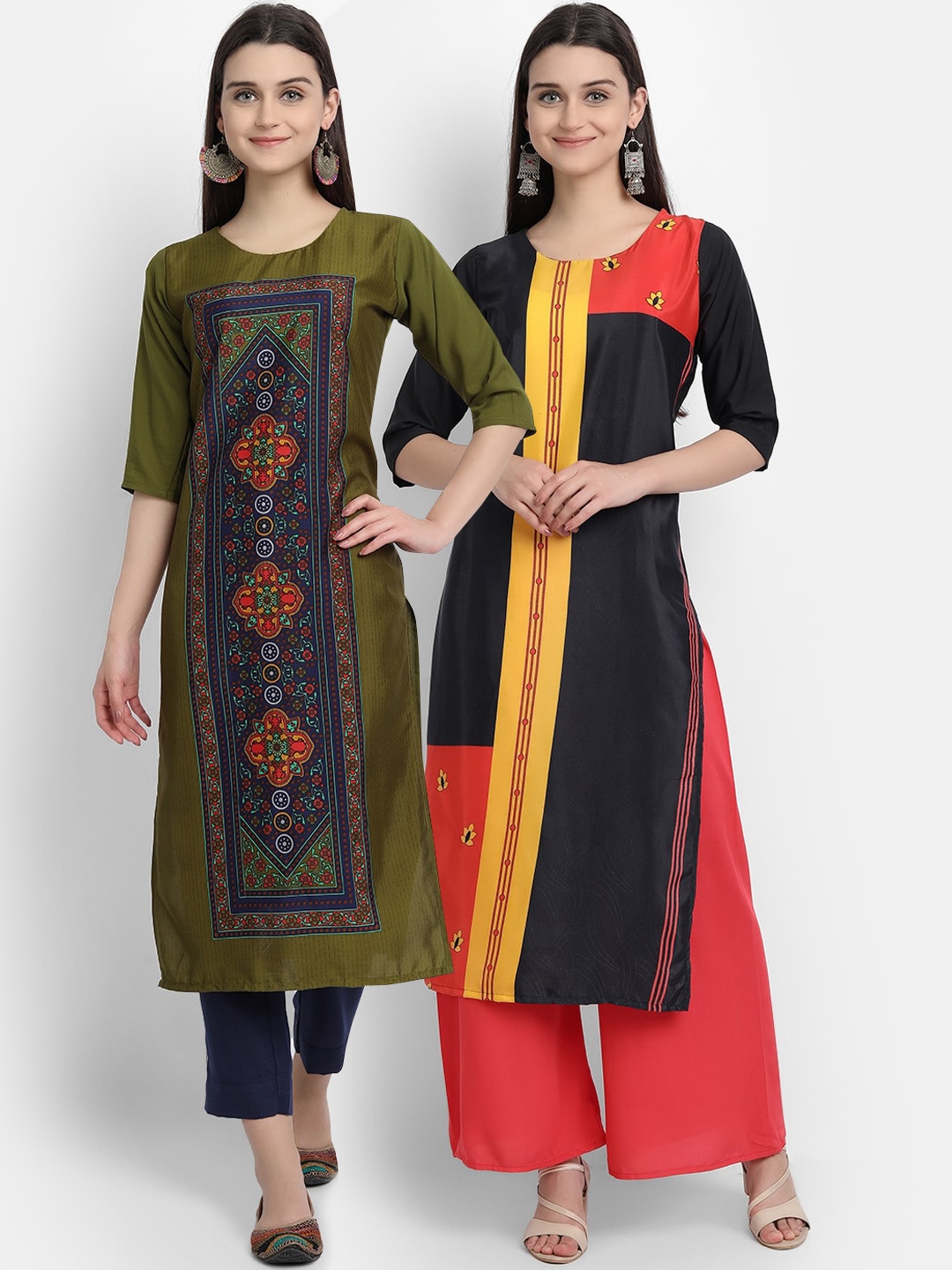 

Ethnic basket Women Pack Of 2 Multi Digital Printed Straight Kurta