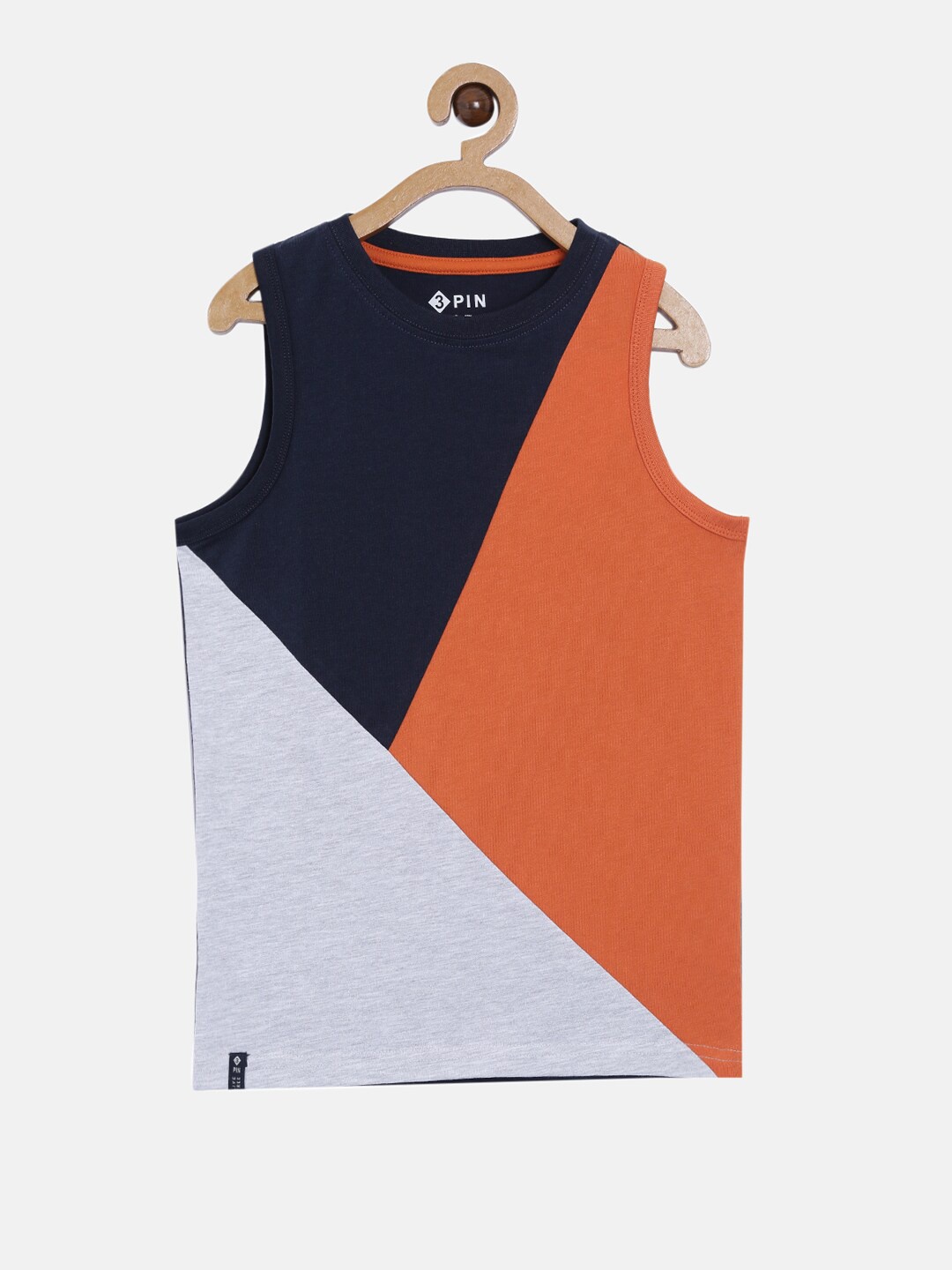 

3PIN Boys Navy Blue & Grey Colourblocked T-shirt