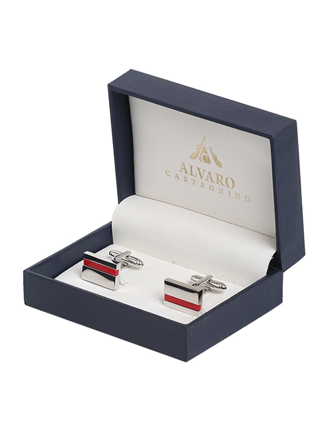 

Alvaro Castagnino Red & Silver-Toned Cufflink