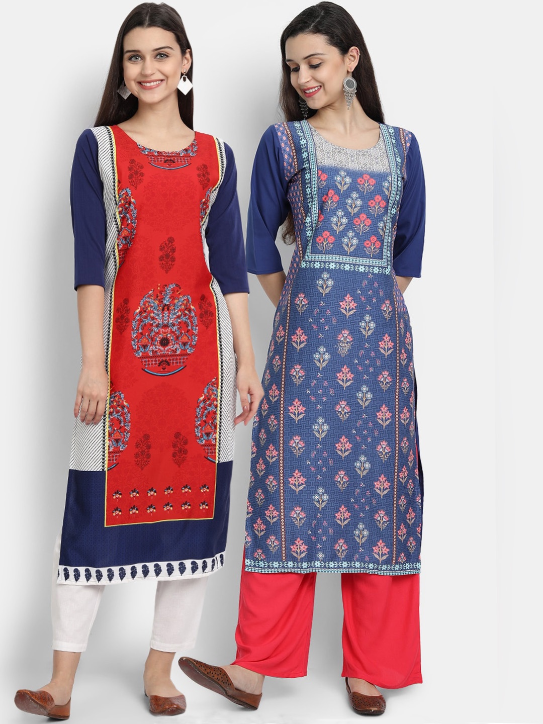 

Ethnic basket Pack of 2 Women Printed Crepe Kurta, Multi