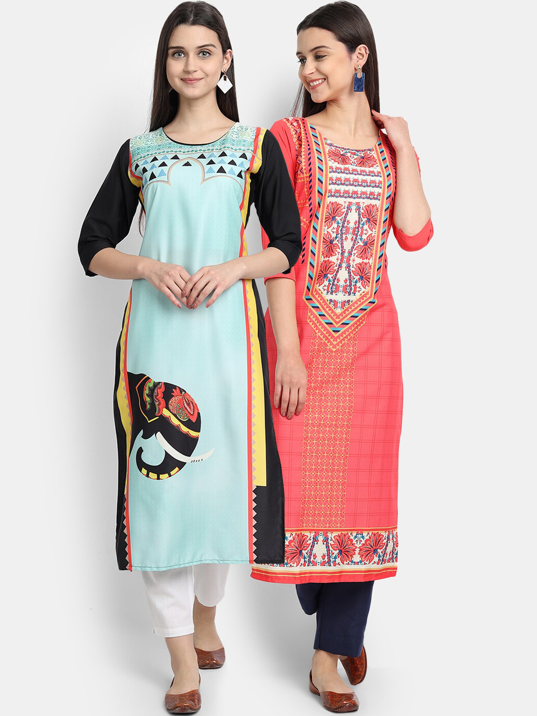 

Ethnic basket Women Pack Of 2 Multi Digital Printed Straight Kurta