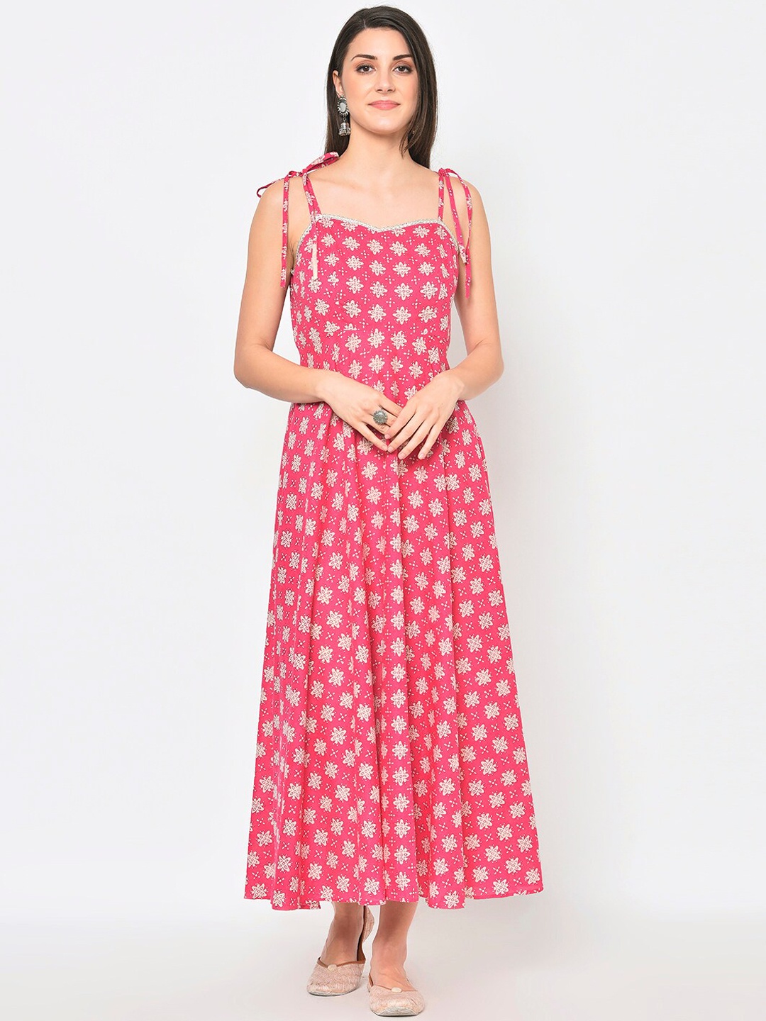 

Women DESI WOMANIYA Pink Floral Georgette Maxi Dress