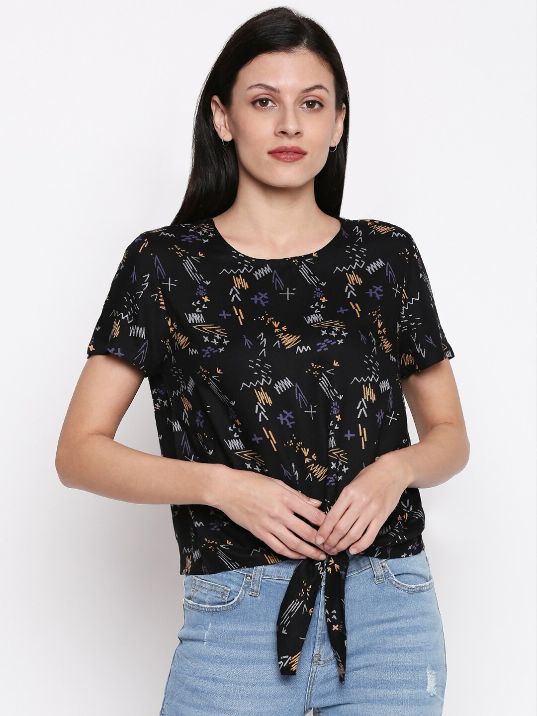 

People Black Geometric Regular Top