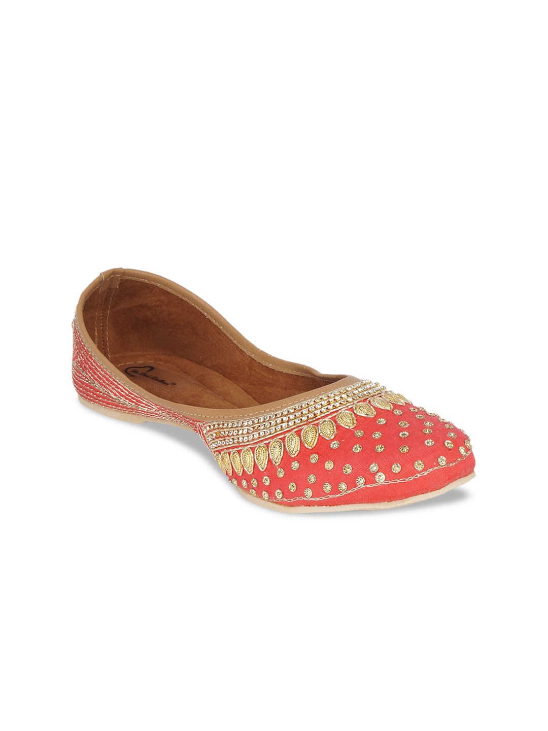 

The Desi Dulhan Women Red Embellished Ethnic Mojaris