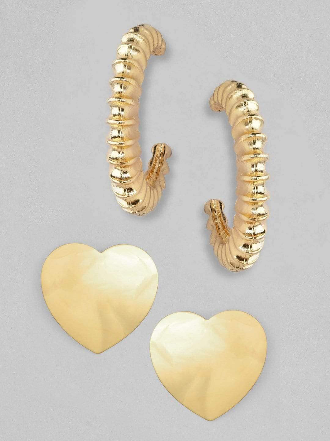 

Rubans Gold Set Of 2 Contemporary Half Hoop Earrings
