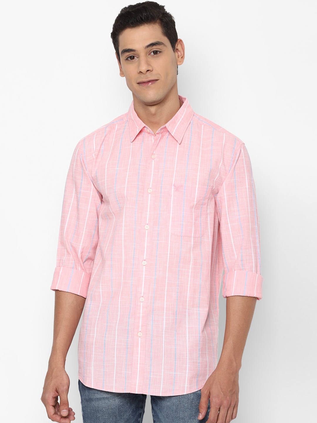 

AMERICAN EAGLE OUTFITTERS Men Pink & Blue Striped Casual Shirt