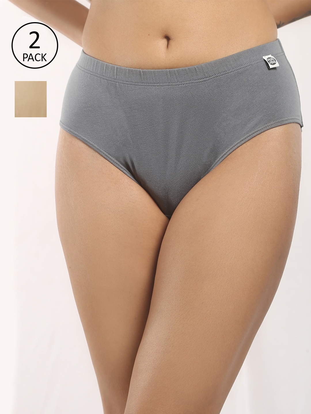 

Wear Equal Women Pack Of 2 Printed Hipster Briefs 003/BA/Grey-Nude/PP