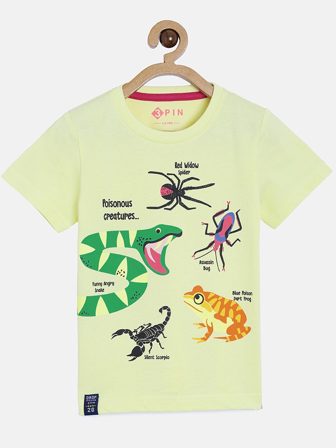 3PIN Boys Yellow Printed T-shirt