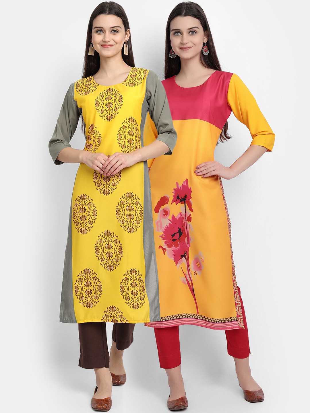 

Ethnic basket Pack Of 2 Women Multi Printed Crepe Kurta