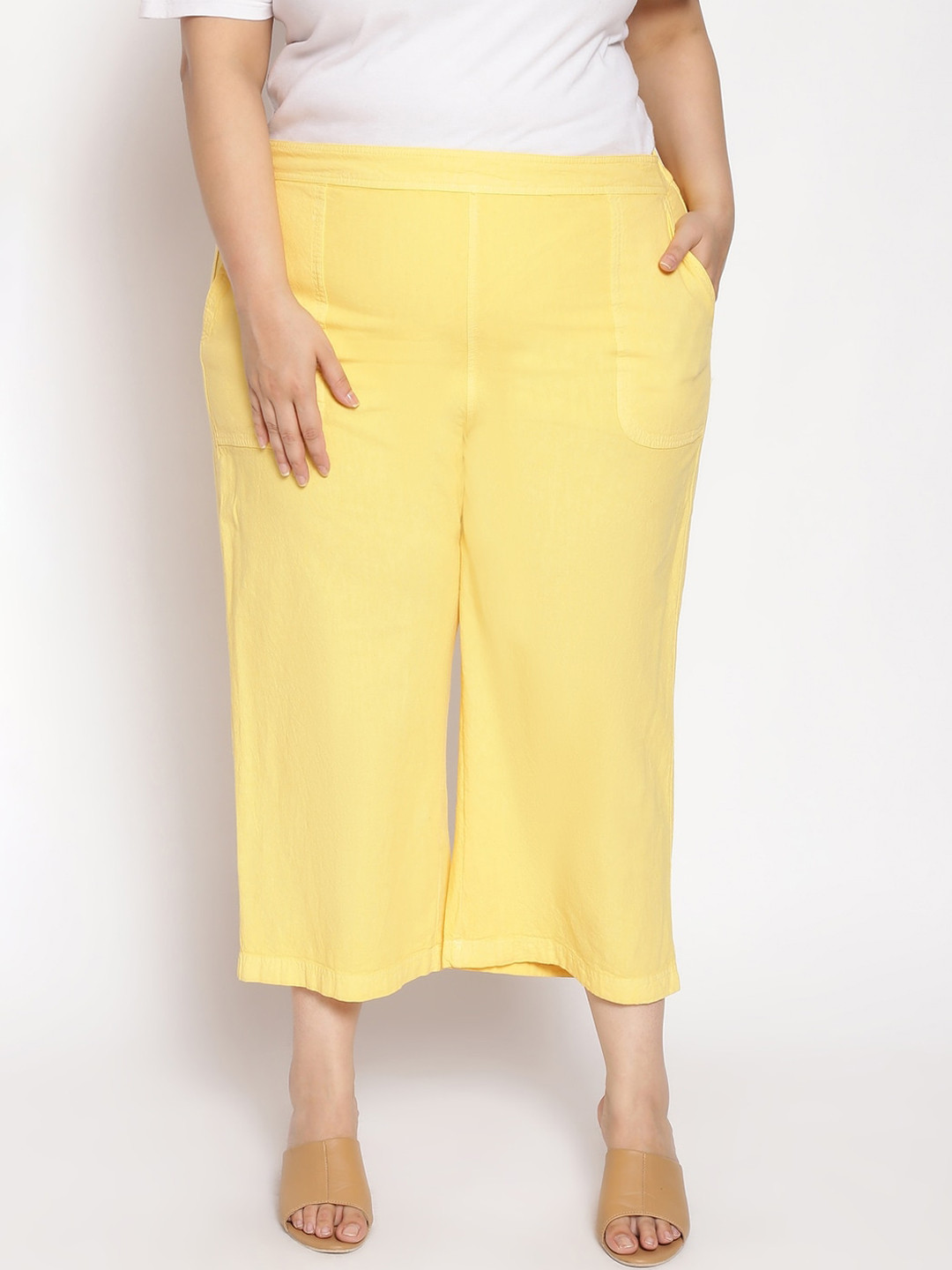 

Oxolloxo Women Yellow Culottes Trousers