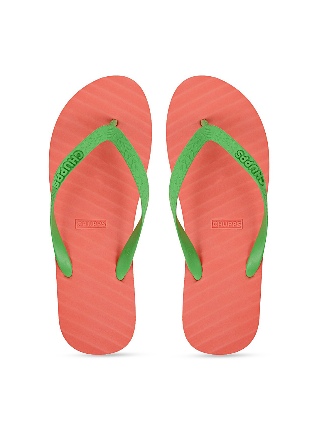 

CHUPPS Unisex Green & Red Striped Rubber Sustainable Thong Flip-Flops
