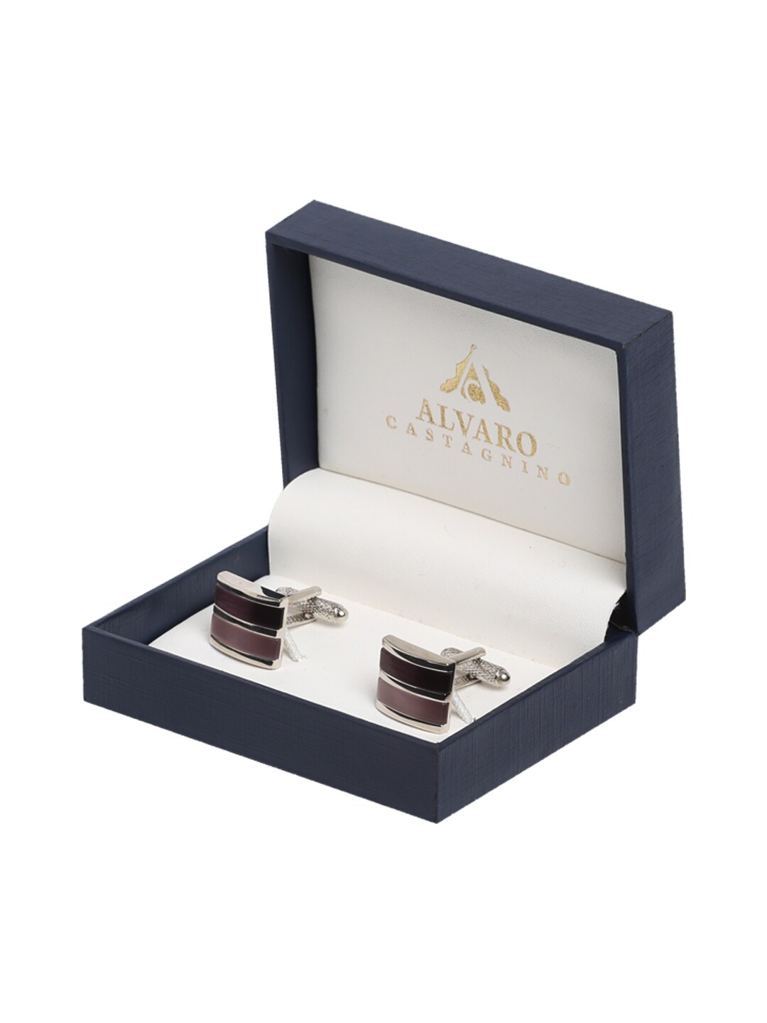 

Alvaro Castagnino Gold-Toned & Burgundy Cufflink