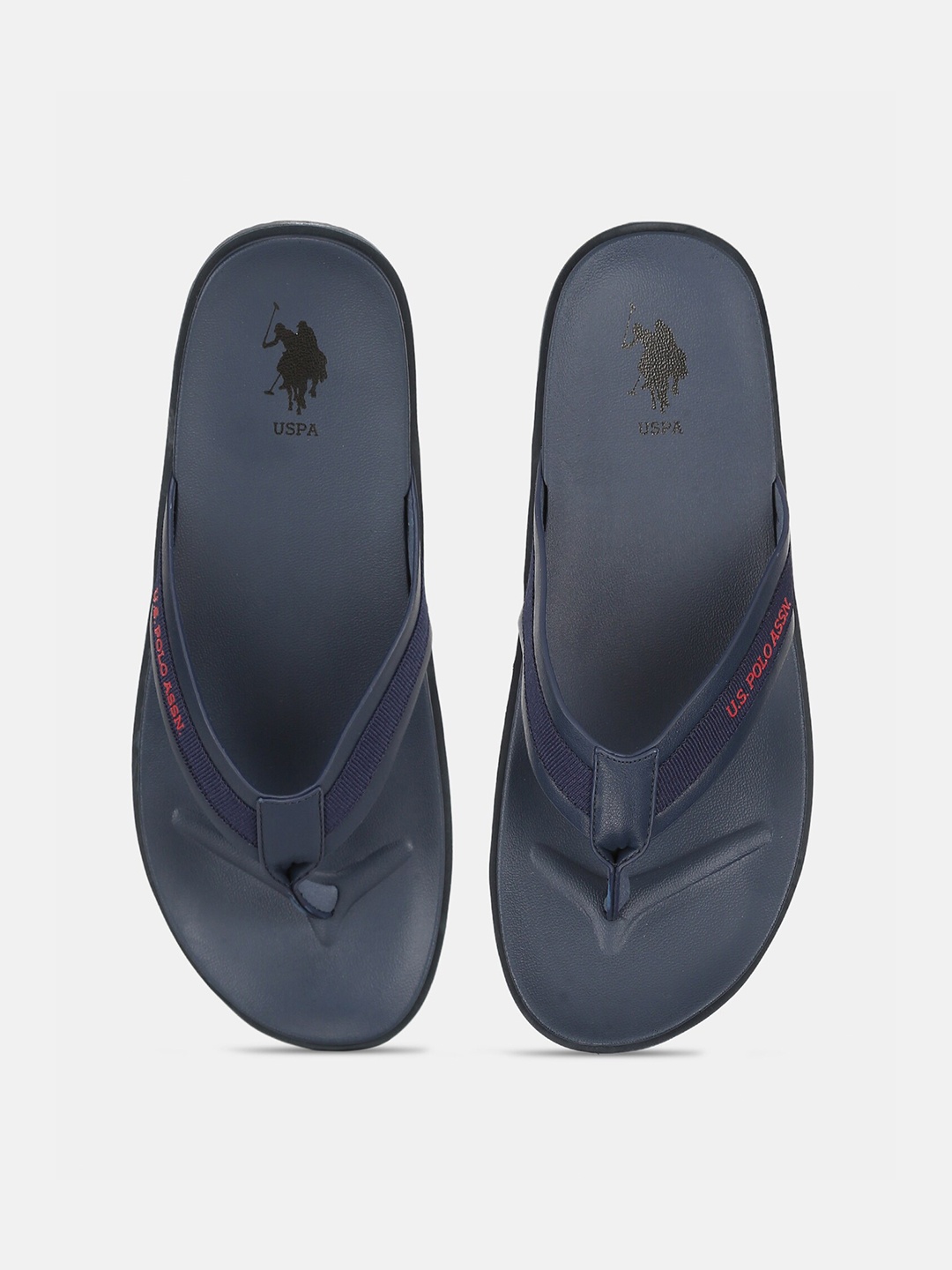 

U S Polo Assn Men Navy Blue & Red PU Comfort Sandals