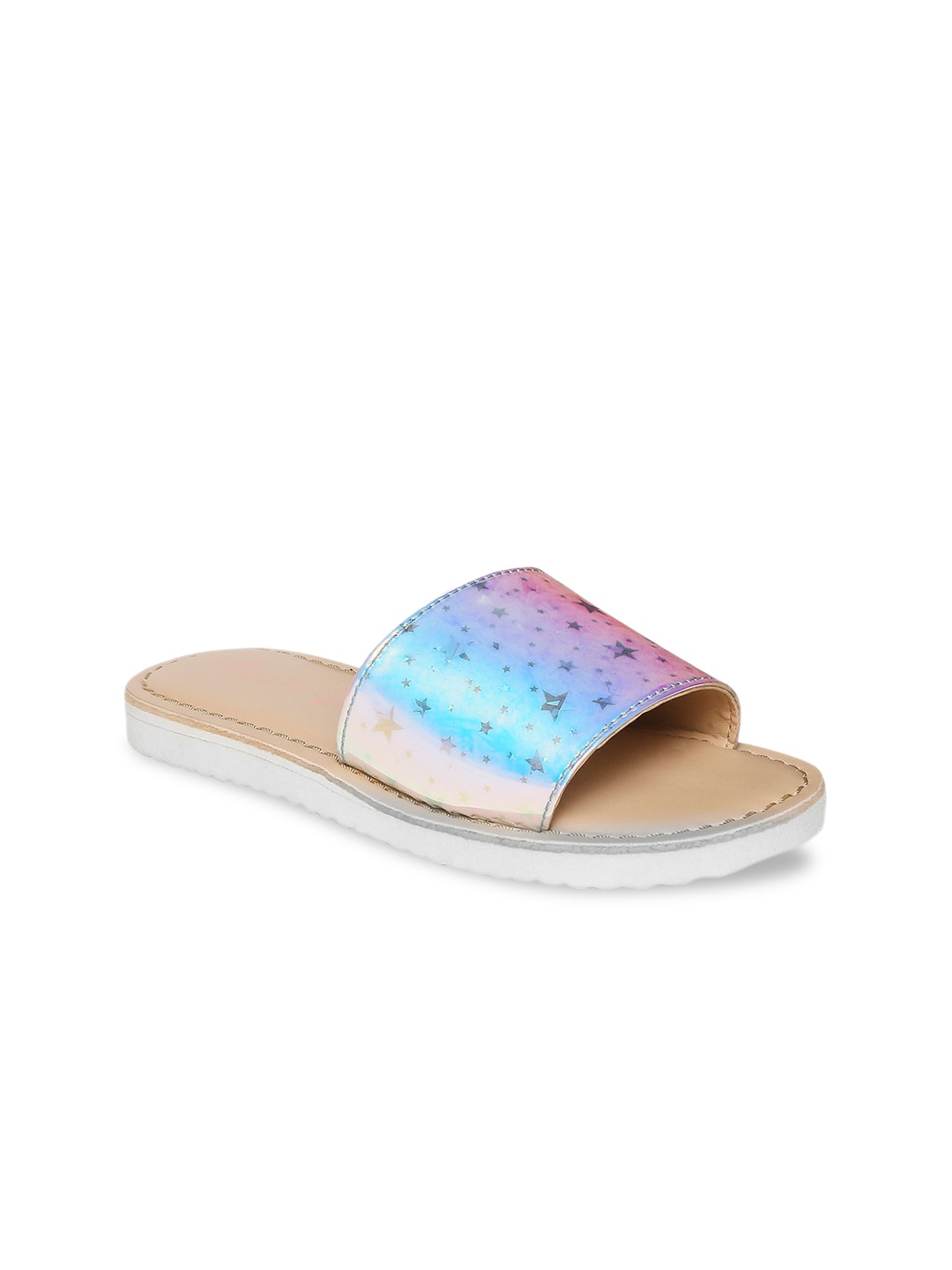 

Aria Nica Girls Silver Printed Open Toe Flats