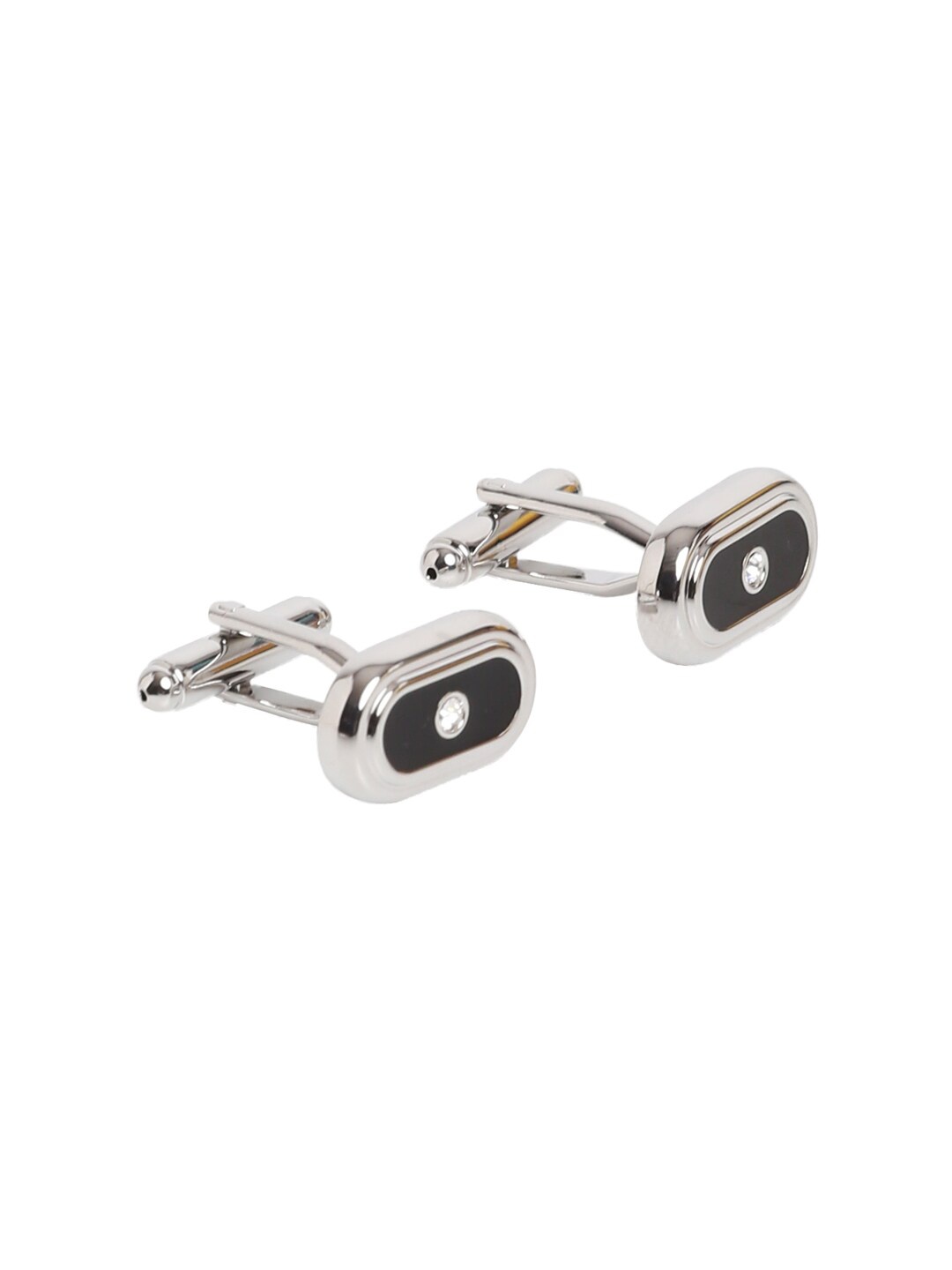 

Alvaro Castagnino Black & Silver-Toned Cufflink