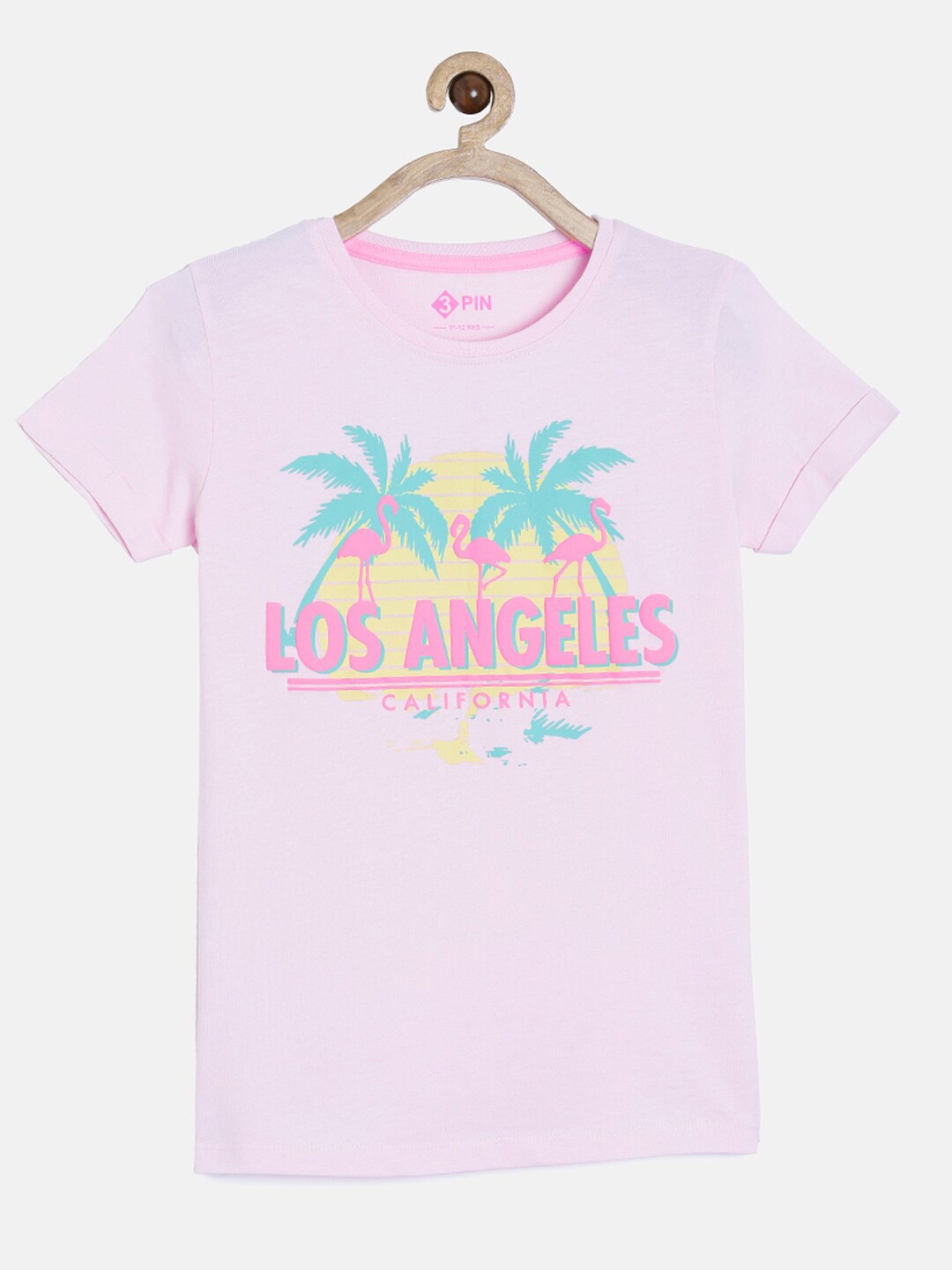 

3PIN Boys Girls Printed Cotton Pure Cotton T-shirt, Pink