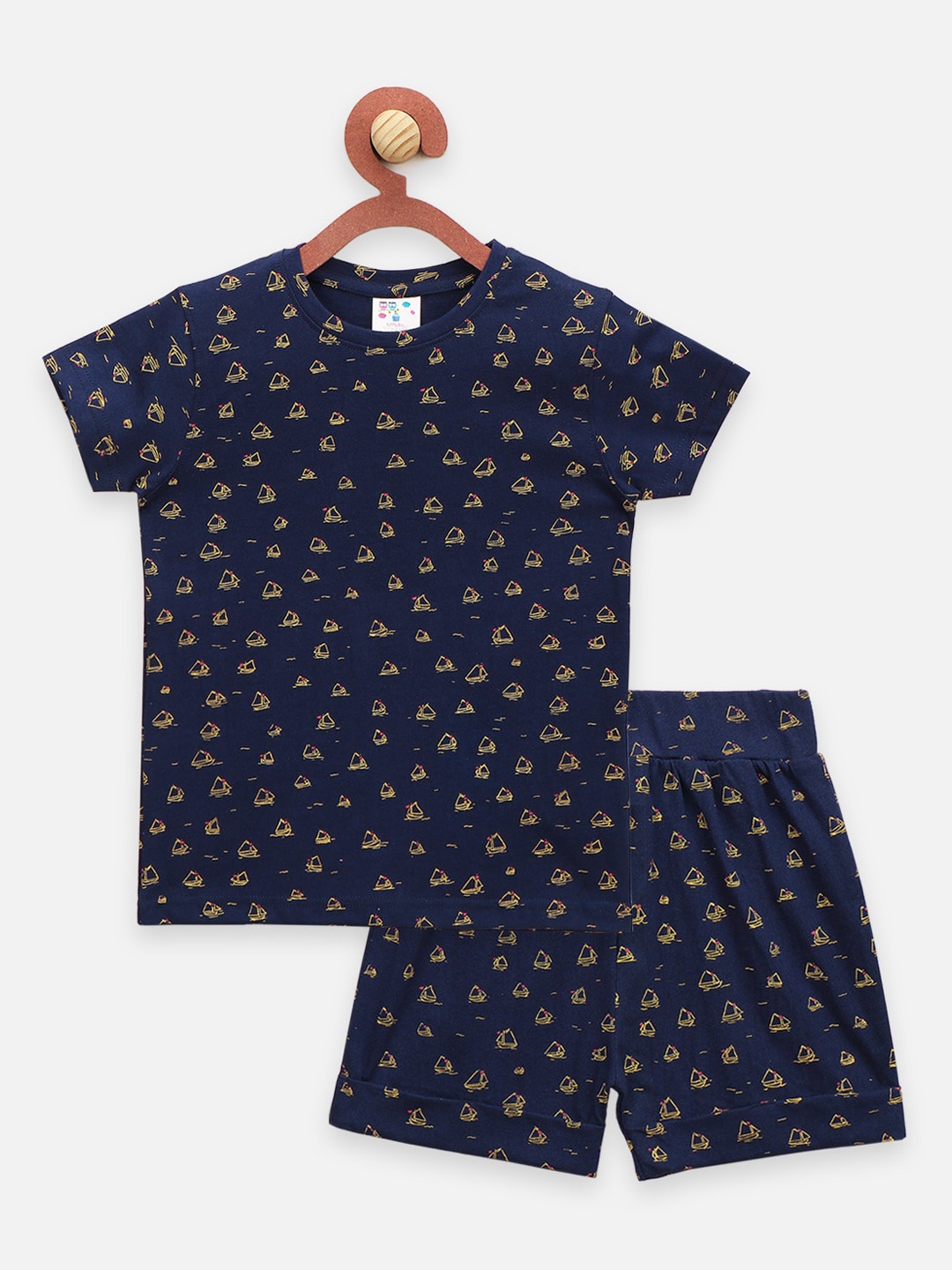 

LilPicks Boys Navy Blue Printed Night suit