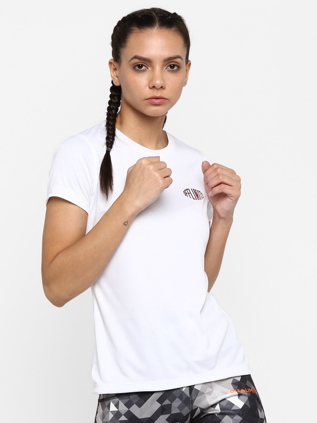 

OFF LIMITS Women White Slim Fit T-shirt