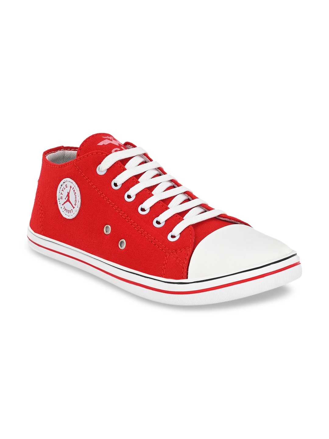 

Absolutee Shoes Men Red & White Colourblocked Sneakers