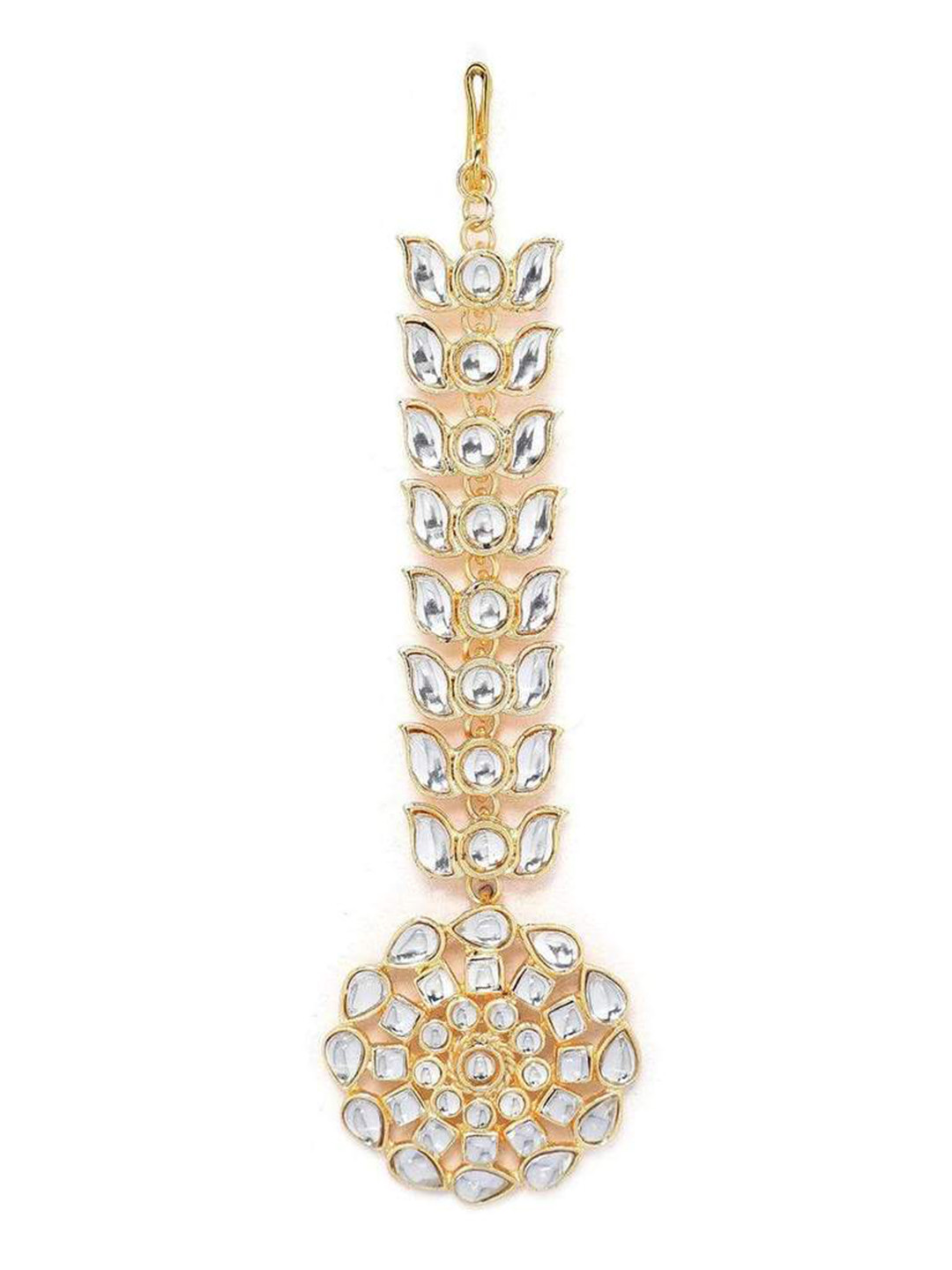 

Rubans Gold-Plated White Kundan-Studded Handcrafted Maang Tika