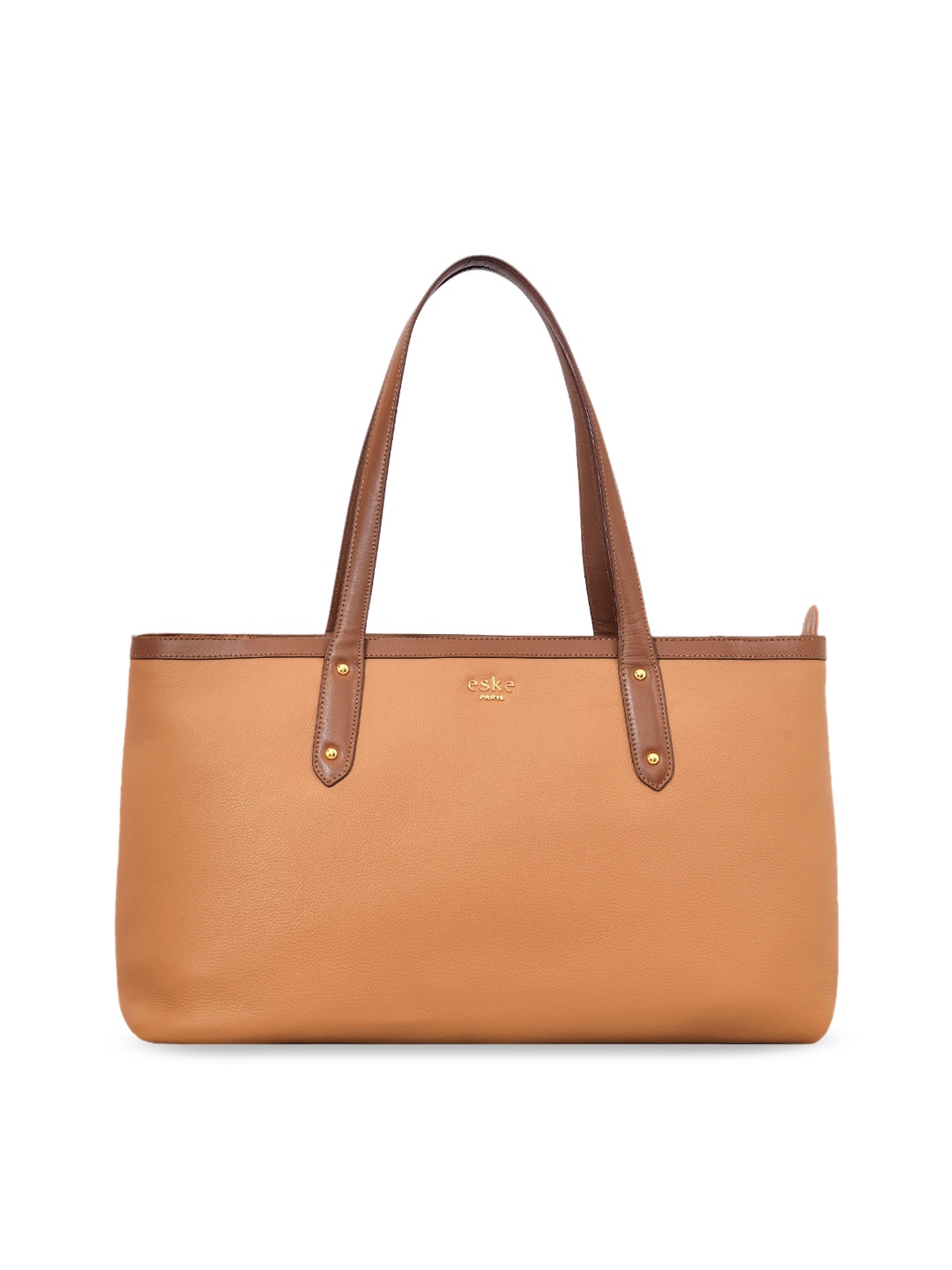 

Eske Brown Leather Structured Shoulder Bag with Bow Detail