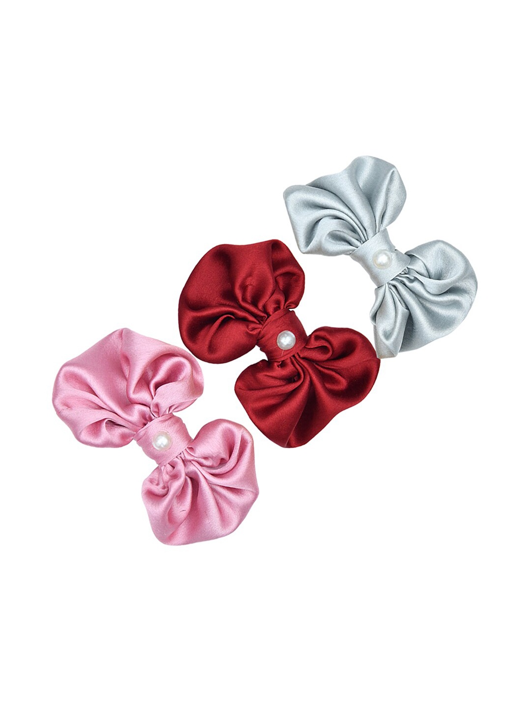 FUNKRAFTS Girls Pink & Maroon Set of 3 Embellished Alligator Hair Clip