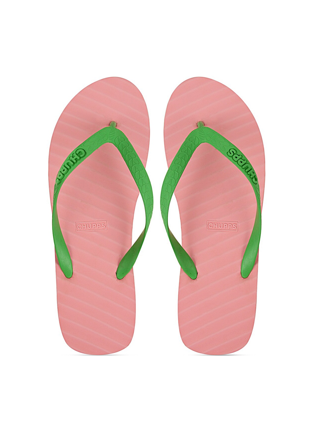 

CHUPPS Unisex Pink & Green Rubber Sustainable Thong Flip-Flops