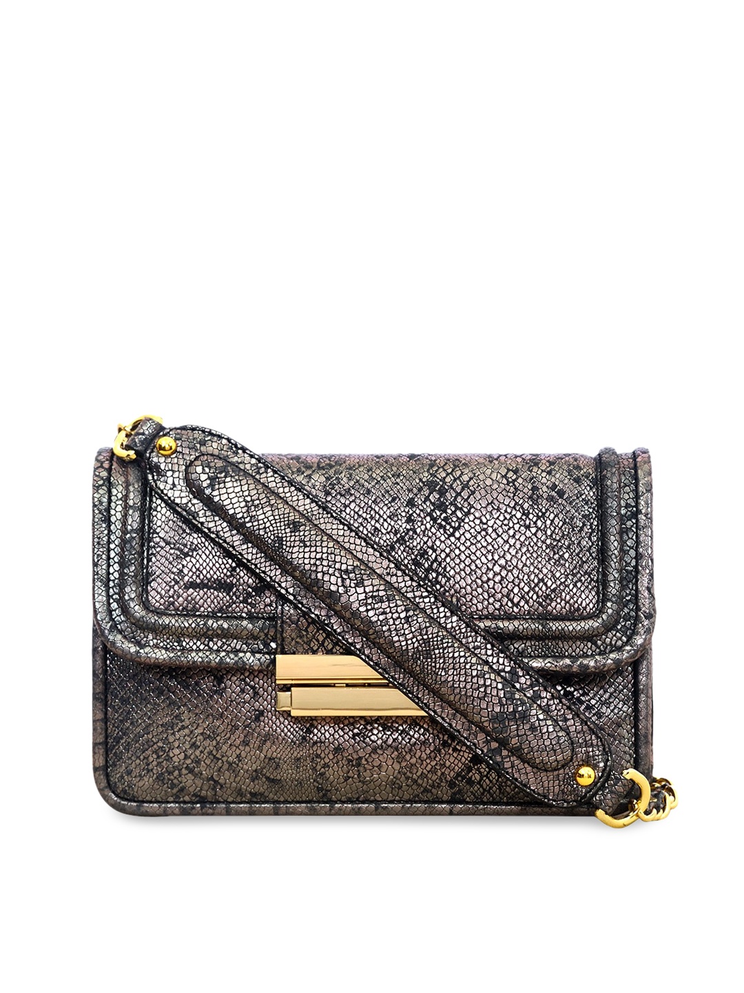 Eske Metallic Textured Leather Structured Sling Bag