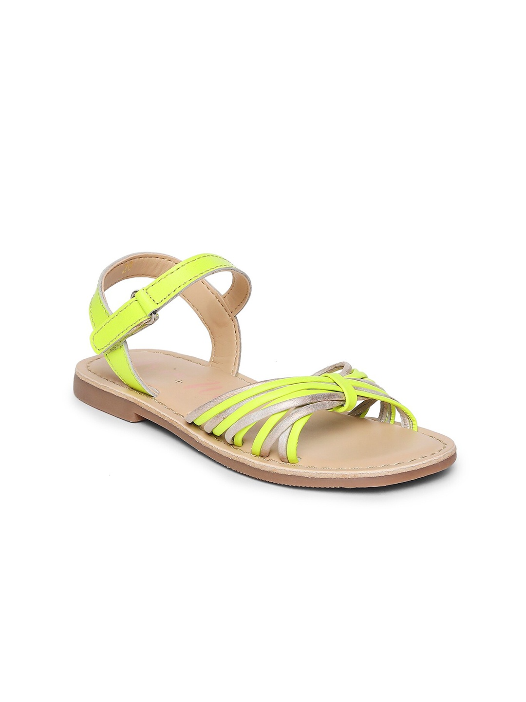 

Aria Nica Girls Fluorescent Green Open Toe Flats