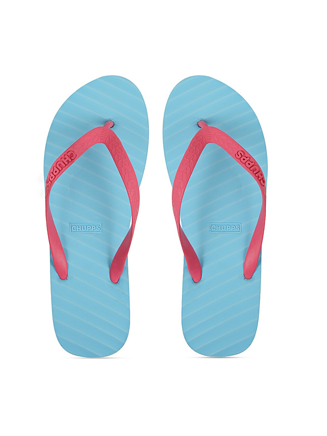 

CHUPPS Pink & Turquoise Blue Striped Rubber Sustainable Thong Flip-Flops