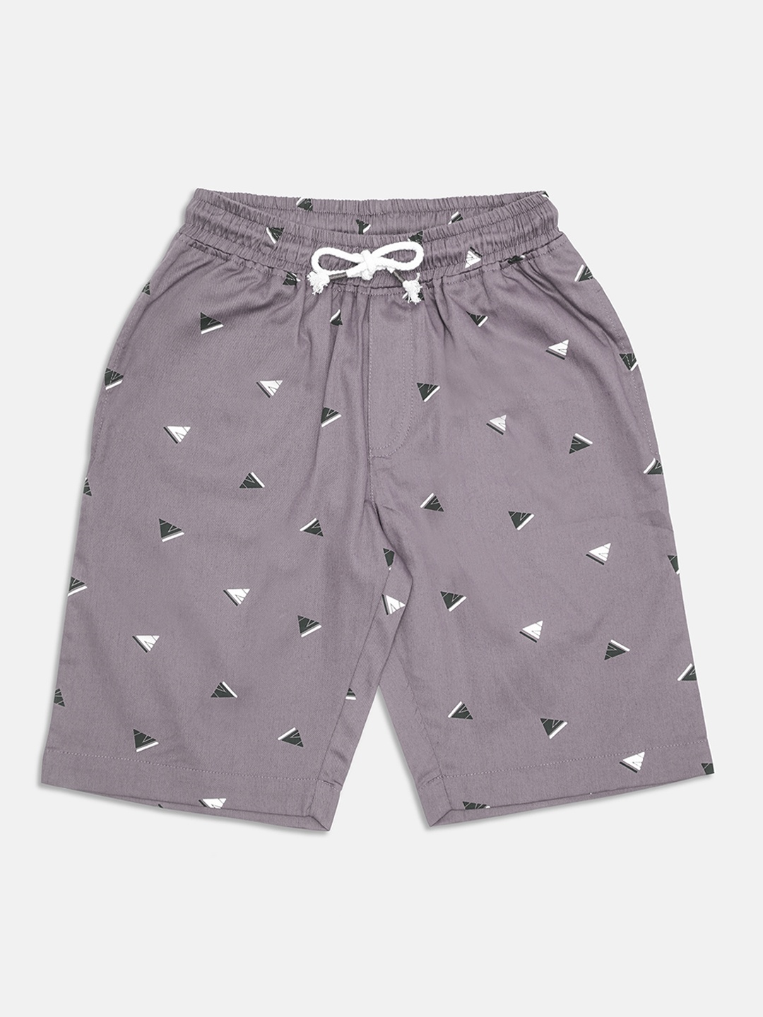 

Lil Tomatoes Boys Grey Printed Mid-Rise Regular Shorts