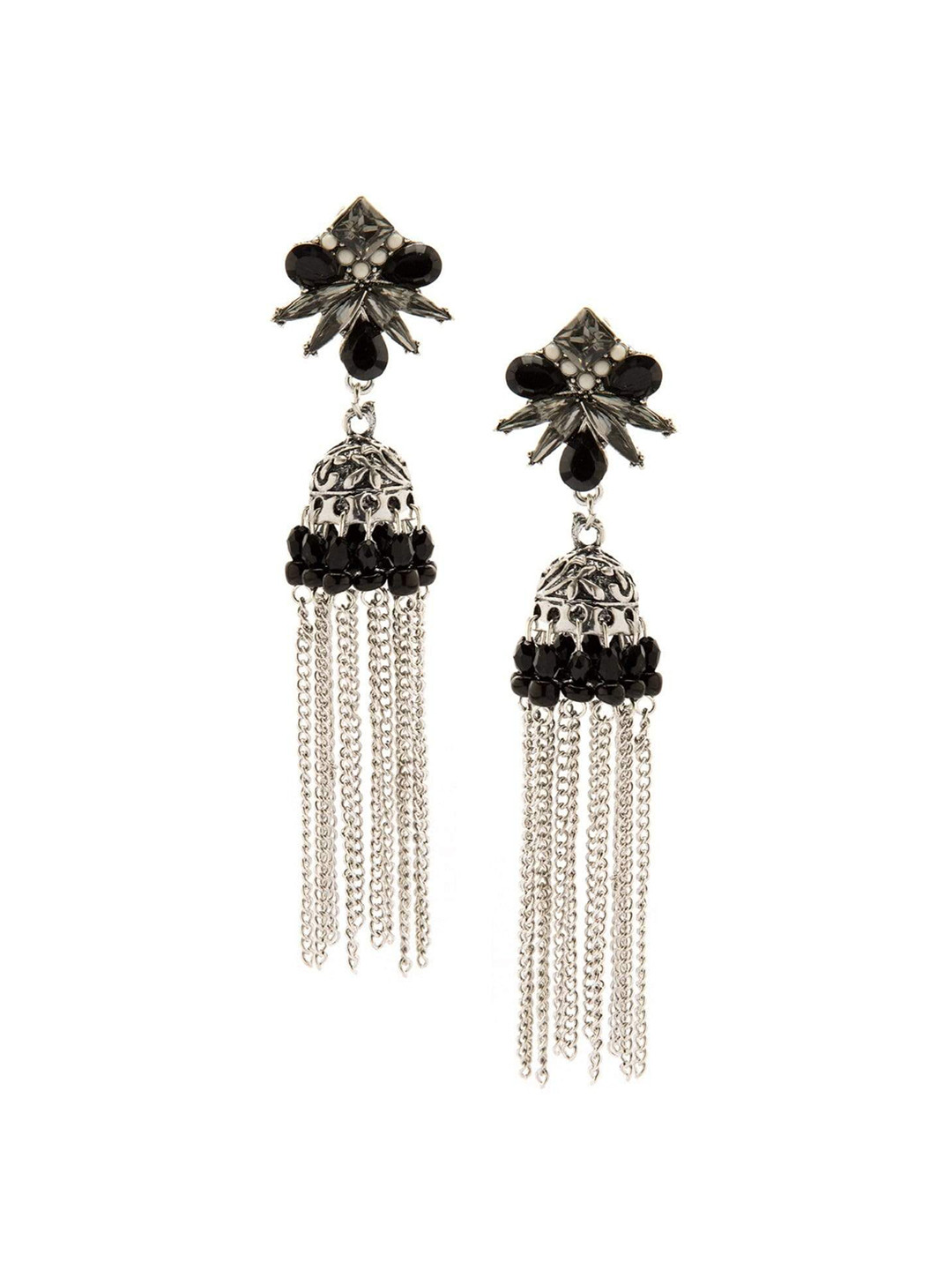 

Rubans Silver Dome Shaped Jhumkas Earrings