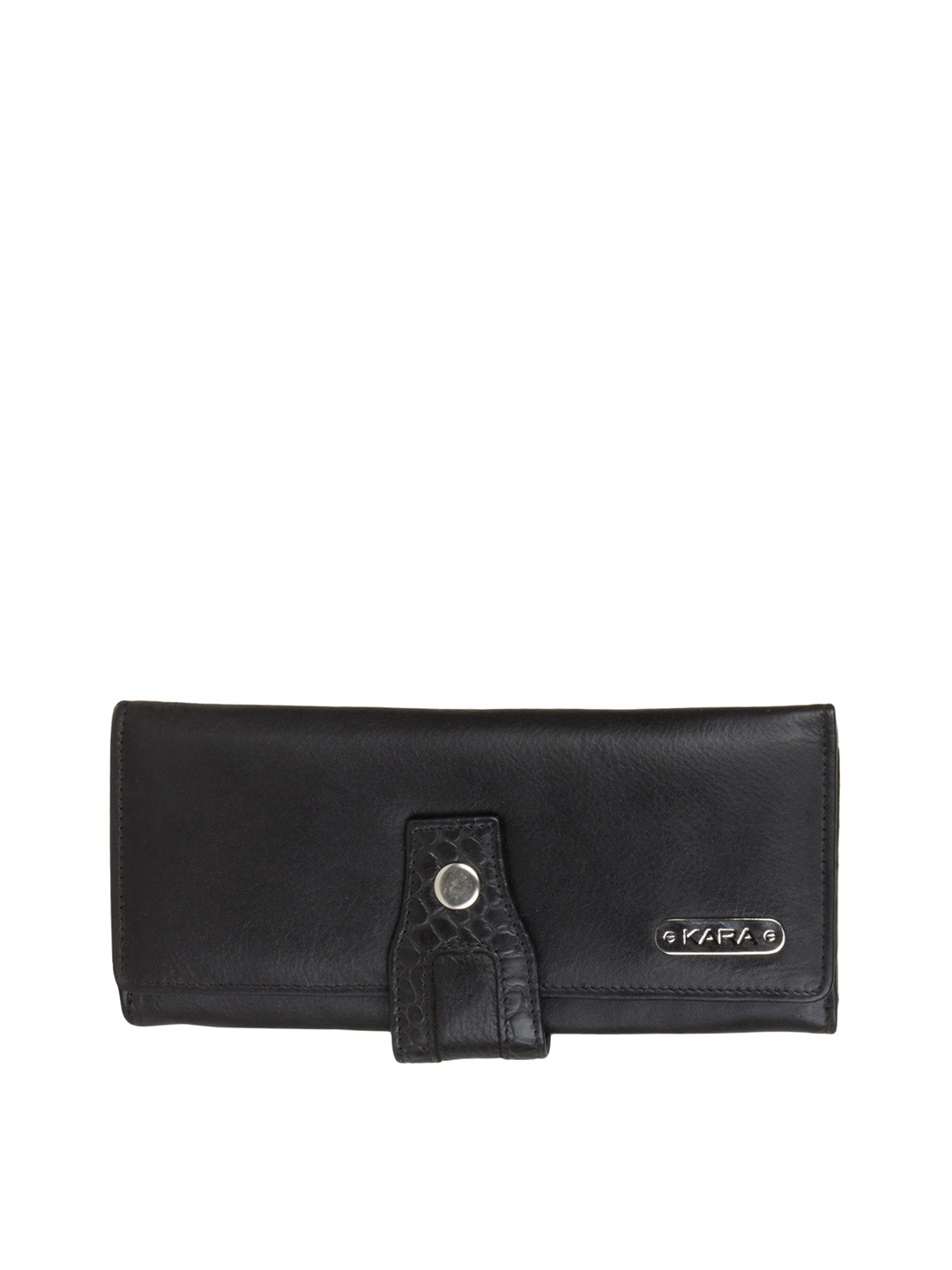 

Kara Black Solid Leather Purse Clutch