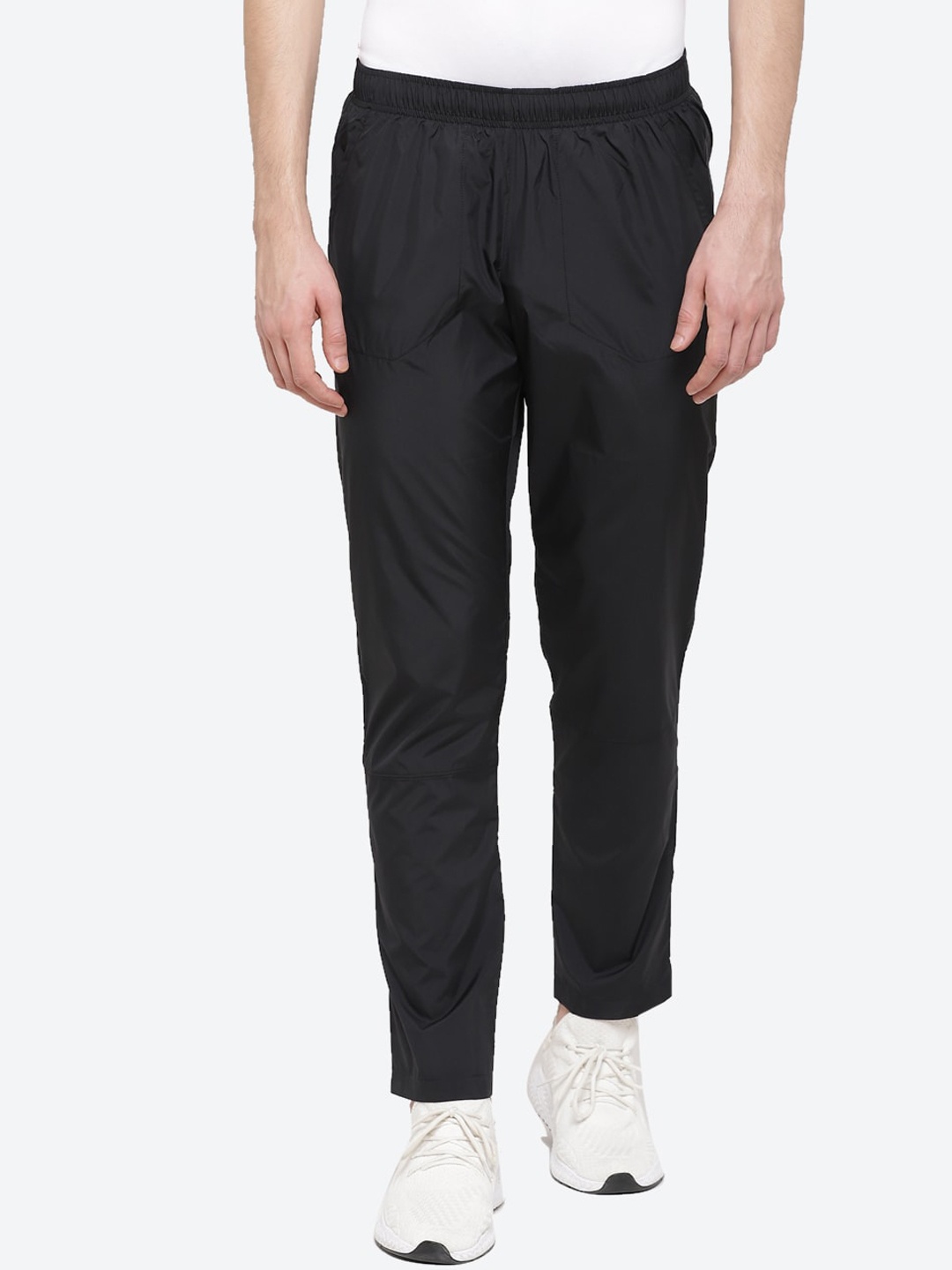 

ASICS Men Silver Woven Solid Straight-Fit Running Track Pants, Black